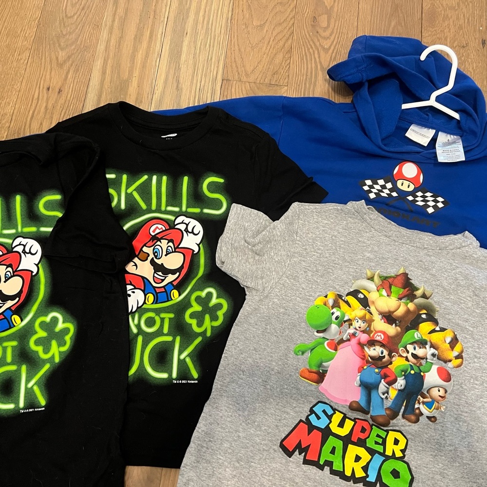 Nintendo Super Mario Kids Graphic Tee - Black, Gray, Blue